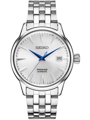 seiko men's presage 23 jewel automatic blue dial watch with date