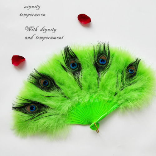 Chinese Feather Fan Peacock Feather Folding Hand Fan Wedding Cosplay Dance Fan - Bild 61 von 65