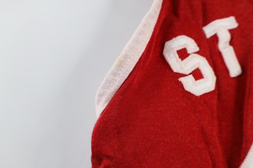 Vintage 60s 70s Boys Size 30 32 Knit Basketball Jersey Starr Red #4 USA - Picture 5 of 11