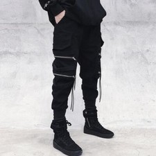 Pantalones Cargo de Hip Hop Para Hombre Jogger Múltiples Bolsillos Ropa Informal