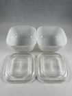 2 Vintage Fire King Oven Ware White Milk Glass Refrigerator Bowls Dishes & Lids