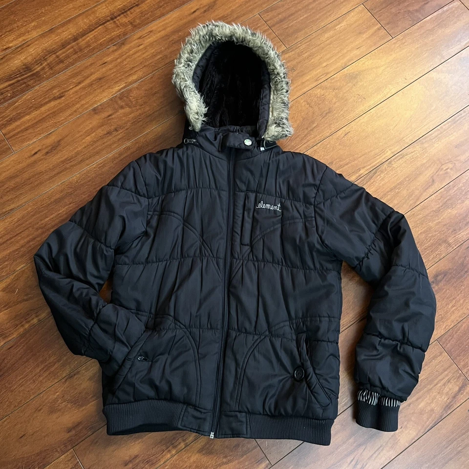 Jaqueta de inverno Element Skateboards com forro removível de capuz de pele sintética feminina G - Imagem 3 de 4