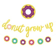 3PCS Donut Grow Up Letters Garland Donut Party Donut Hanging Garland Sign