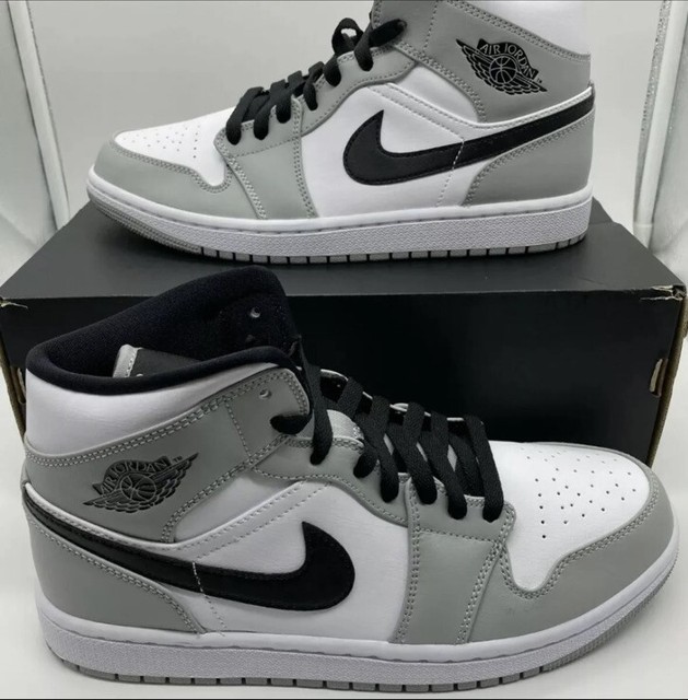 Nike Air Jordan 1 Mid Light Smoke Grey/White/Black 554724-092 Size 13 | eBay