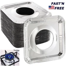 40× Aluminum Foil Square Gas Range Burner Disposable Drip Pan Stove Bib Liners