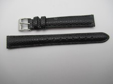 14MM Long Lizard Embossed Calfskin Select Black Ladies Watch Band