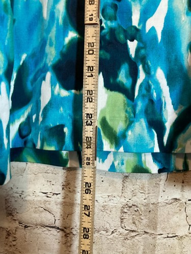 Evan Picone Skirt Womens 22W Floral Plus Zip A Line Turquoise Watercolor Cotton - Picture 11 of 15