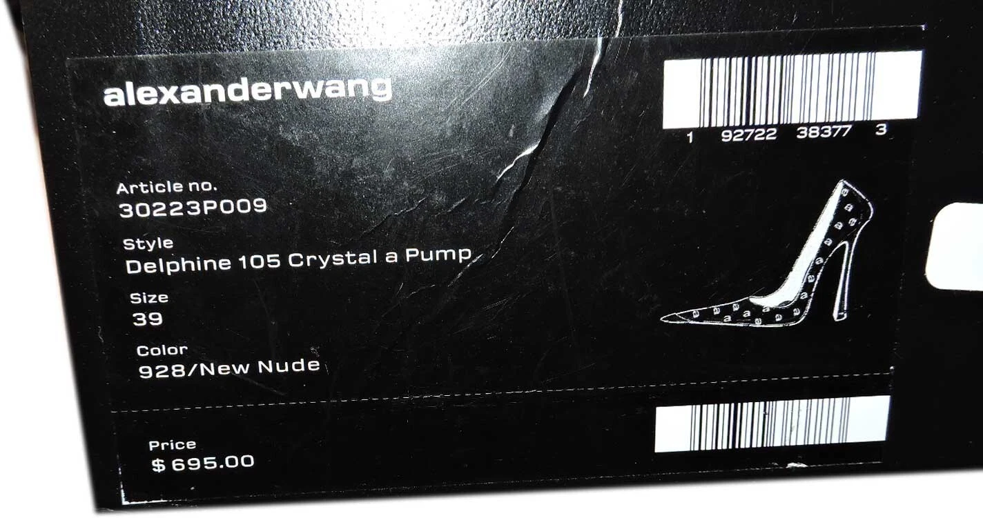 Scarpe nude Alexander Wang décolleté delfino con tacco in cristallo impreziosito da cristalli 39