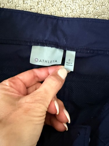 ATHLETA Nylon Stretch Cargo Navy Blue JOGGERS PANTS Zipper Pockets $99 0 XS - Picture 6 of 7