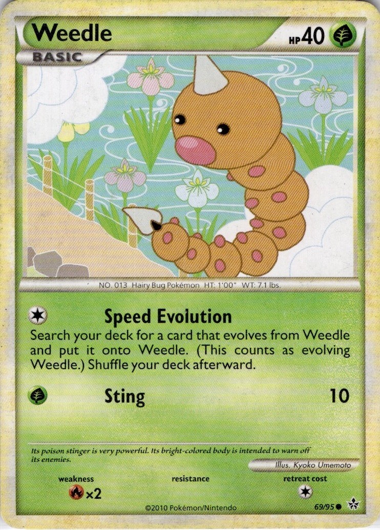 Weedle 69/95 Common Unleashed Pokemon Moderately Played