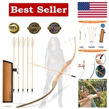 Youth Archery Bow and Arrow Set for , 40" Handmade Wooden Bow and Arrow Prop ...