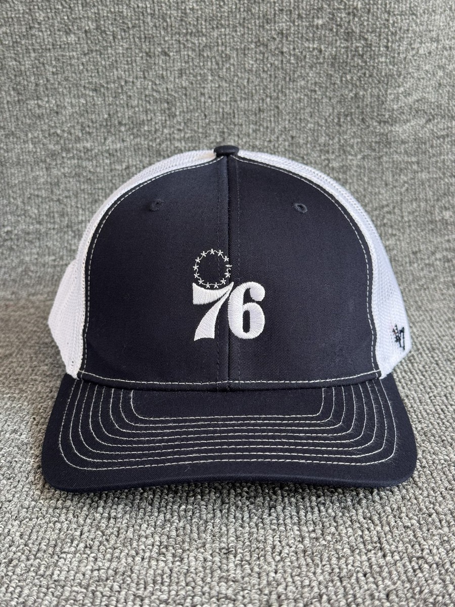 '47 Brand Philadelphia 76ers Trucker Snapback Navy White Curved Brim Hat