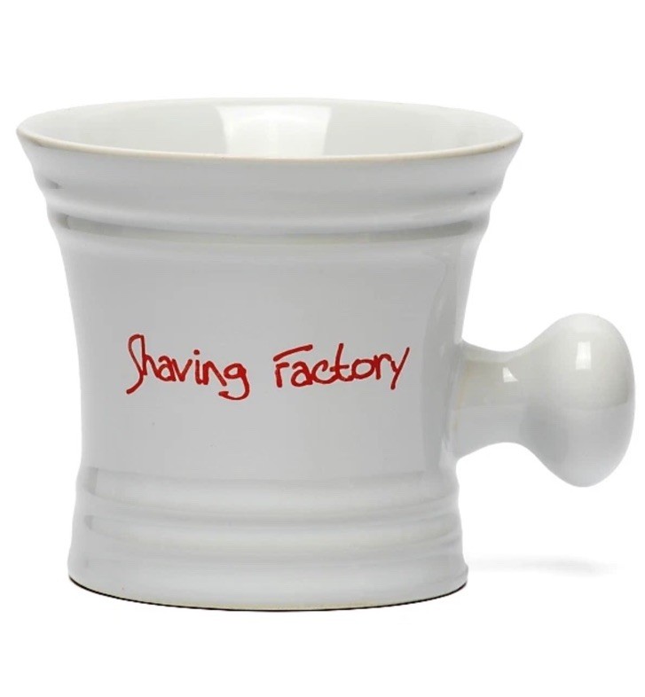 Shaving Factory Ceramic Mug | Barbers Shaving Mug for Soap & Cream | White