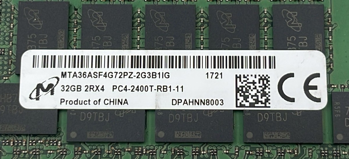 MICRON 32GB 2RX4 PC4-2400T-RB1-11 DDR4 MTA36ASF4G72PZ-2G3B1IG