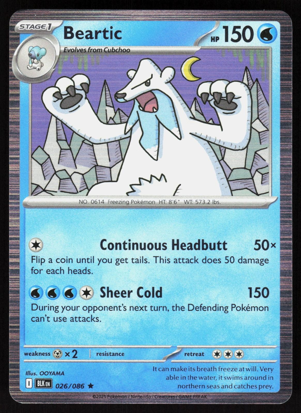 Beartic 026/086 Holo Rare Black Bolt Pokemon Holo NM