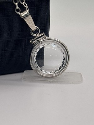 Empty, 12.5 mm Handmade sterling silver diamond edge shaker locket, FREE