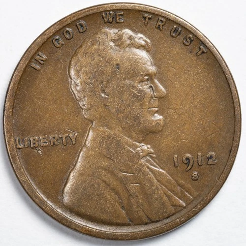 1912-S Lincoln Wheat Penny San Francisco Mint Fine (F)