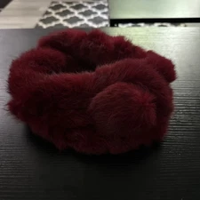 Cejon Genuine Rabbit Fur Scarf in Red/Maroon
