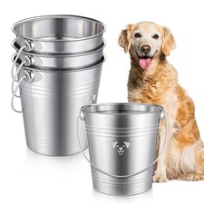 Hicarer 4 Pcs 4 Quart Stainless Steel Dog Water Bucket Heavy Duty Pet Pail