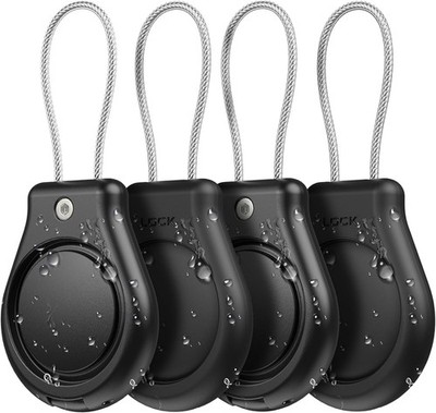 4er Pack Air Tag Halter - Wasserdicht Schlüsselanhänger mit Draht Schwarz 4 