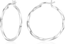 Thin Sterling Silver Post Hoop Earrings for Women Hypoallergenic