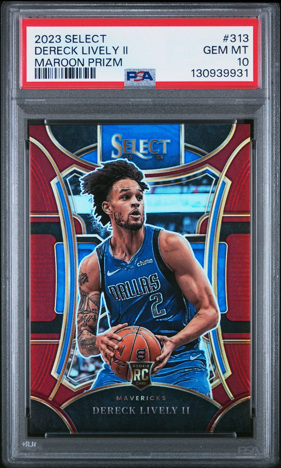 2023 Panini Select 313 Dereck Lively II Maroon Prizm /175 PSA 10