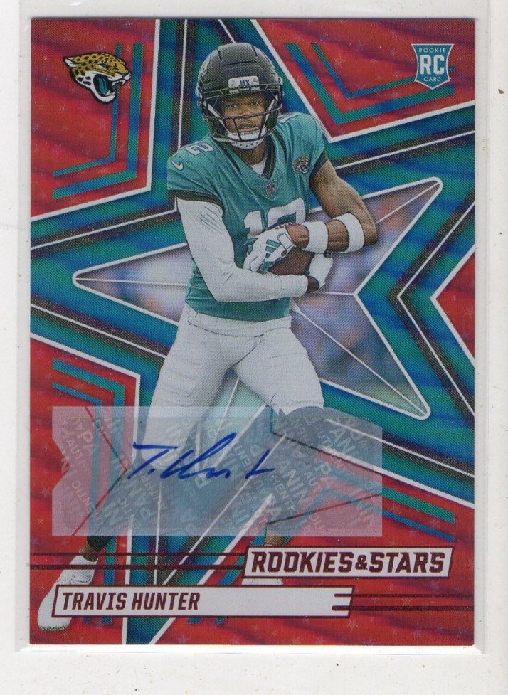 2025 Panini Rookies & Stars Travis Hunter RC Rookie Red Foil Auto Autograph #186