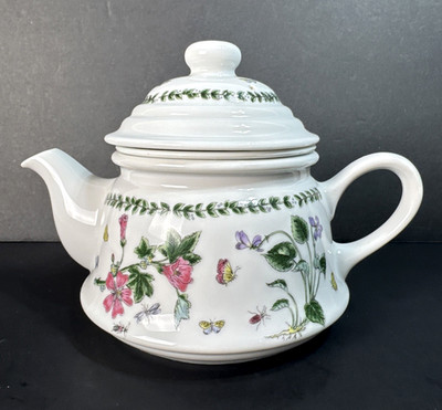 Andrea by Sadek Botanical Garden Teapot w/ Strainer Butterflies Floral 5.5''
