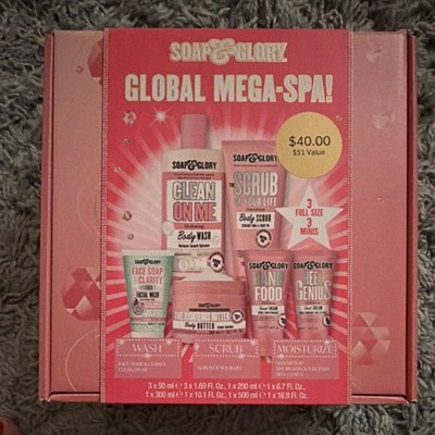 Soap & Glory Global Mega-Spa Bath Accessories Set Pink, Shea Butter, Vitamin E