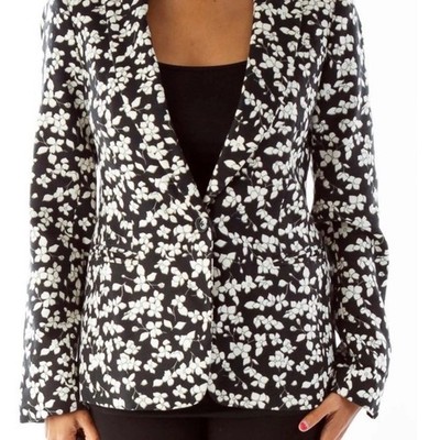 Banana Republic Women Size 4 Black White Single Button Business Casual Blazer