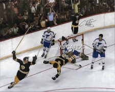 BOSTON BRUINS DEREK SANDERSON BOBBY ORR THE GOAL AUTO 8X10 PHOTO AUTOGRAPH COA