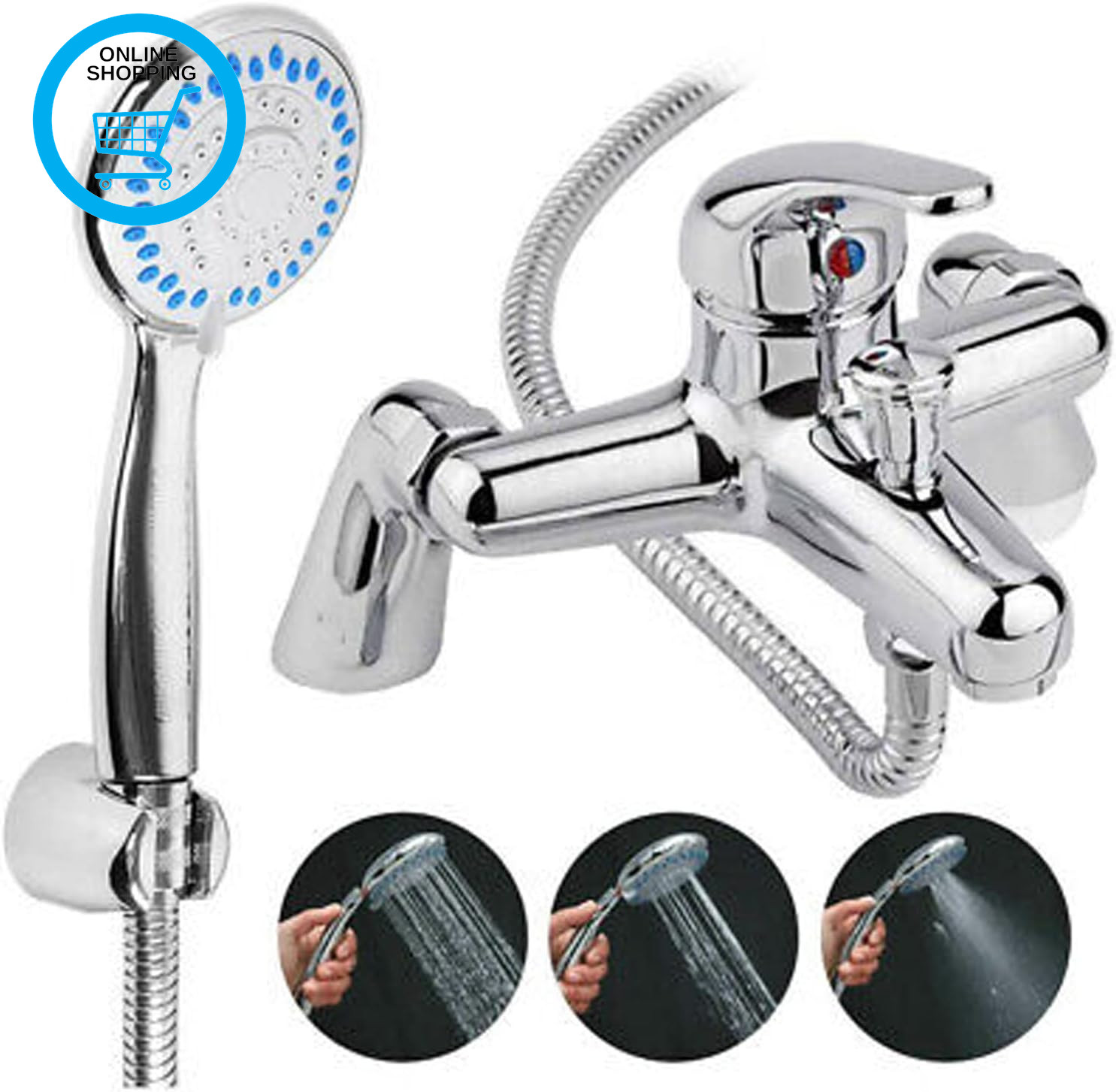 Bath Tub Shower Mixer Taps for Bathroom Bath Filler Tap with Handheld Shower Mix