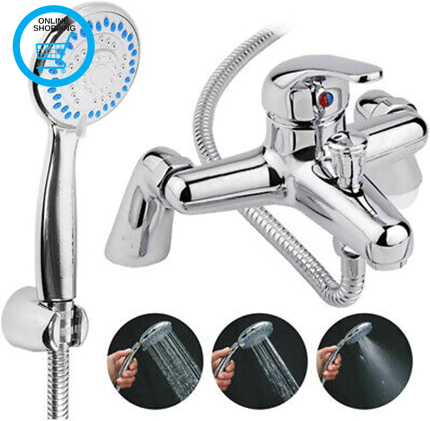 Bath Tub Shower Mixer Taps for Bathroom Bath Filler Tap with Handheld Shower Mix