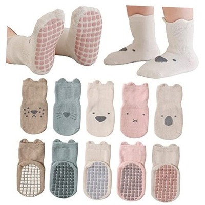 Baby Non-Slip Ankle Socks with Grips - Anti-Slip Crew Cotton 3-5T Multicolor