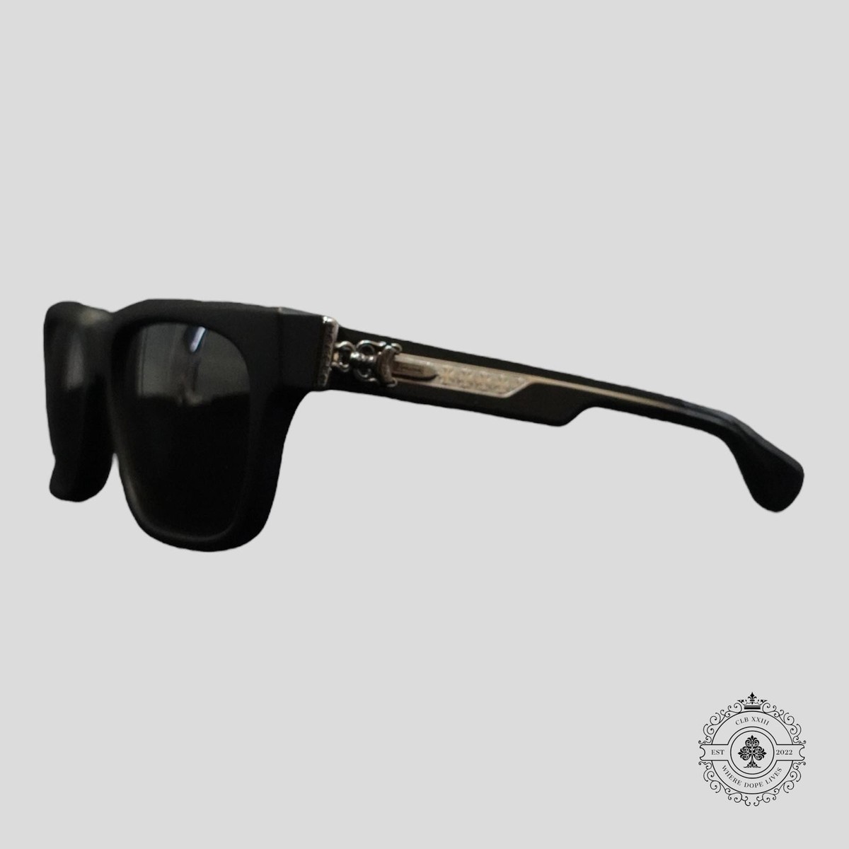 Chrome Hearts Box Officer Sunglasses in Matte Black/Silver | eBay