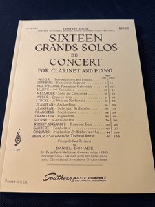 Sixteen Grands Solos de Concert for Clarinet & Piano by Daniel Bonade B-109 SMC
