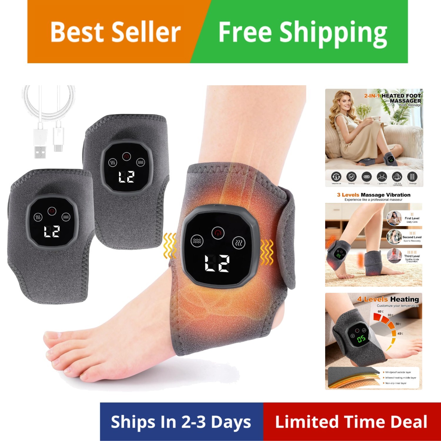 Masajeador Triple Método, Masajeador de Pies 2 en 1 para Neuropatía, Masaje de Pies con...
