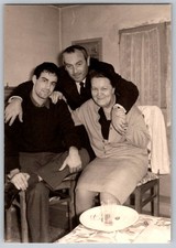 Vtg B&W Snapshot Family Portrait Mother Father Son Posing Room Interior 1950s
