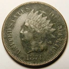 1874 Indian Head Cent Penny VF-Details  "Actual Coin Pictured"