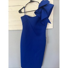 Macy's Cobalt Blue One-Shoulder Sheath Dress with Bow Detail