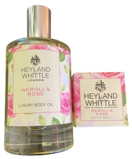 Set Heyland & Whittle Neroli Rose Luxury Body Oil 3.5 fl oz & Bath Melt 1.4oz 