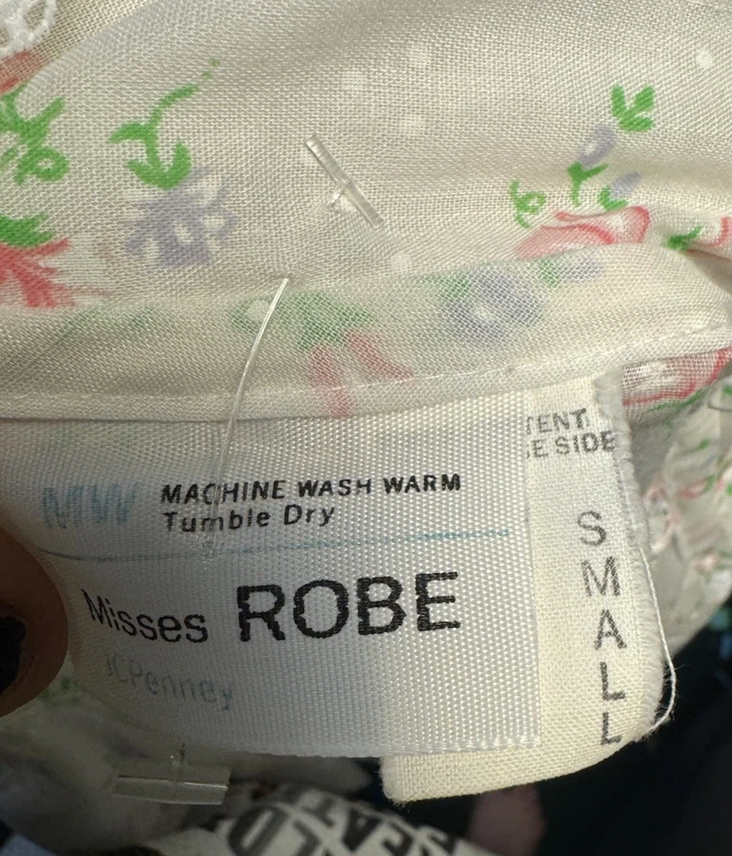 Винтажный JCPenney цветочный кружева отделки пальто ночная рубашка халат Peterpan Cottagecore S - Изображение 4 из 4