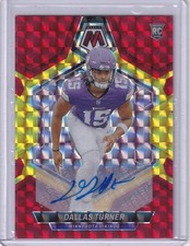 Dallas Turner 2024 Panini Mosaic Red/Yellow Choice Fusion Prizm Rc Auto