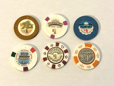 Lot of 6 Assorted 1 Las Vegas Casino Chips Plus a Free Chip Pls See Description