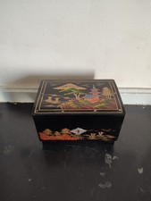 Boite à bijoux en bois décor japonisant - Boite musicale XXe - Made in Japan