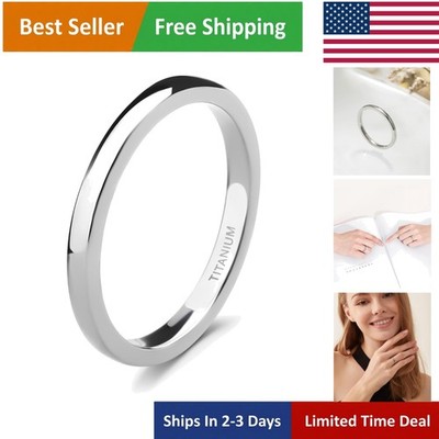 Unisex Titanium Ring - Classic High-Polished Dome Band Available in Sizes 3-15