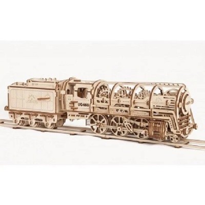 Ugears - Steam Locomotive with Tender  3D Puzzle Modellbausatz Holzpuzzle 70012