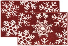 Snowflake Premium Christmas Bath Rug Set 2 Piece, Extra Soft Absorbent,