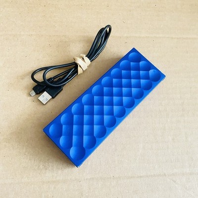Jawbone Mini Jambox J2013 Metallic Blue Portable Speaker W/ Charging Cord Tested