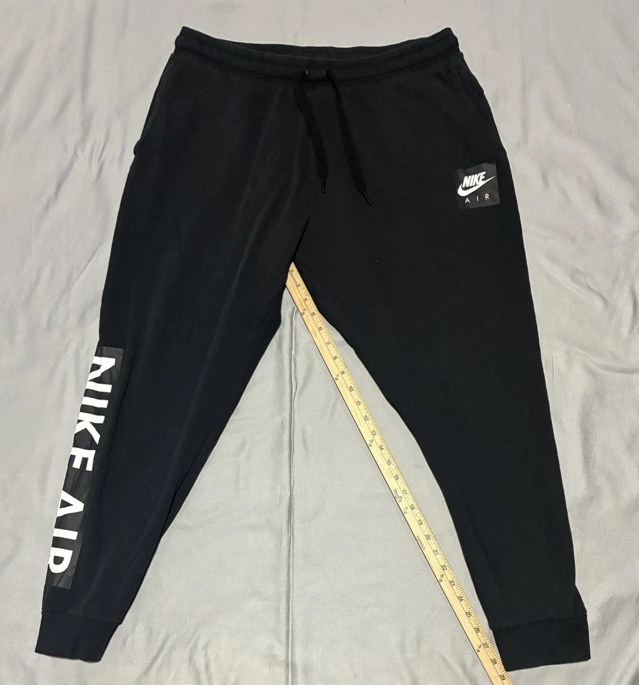 Pantalones deportivos Nike Air para hombre 2XL negros de vellón con cordón CD9224-010 Foto 4 de 4